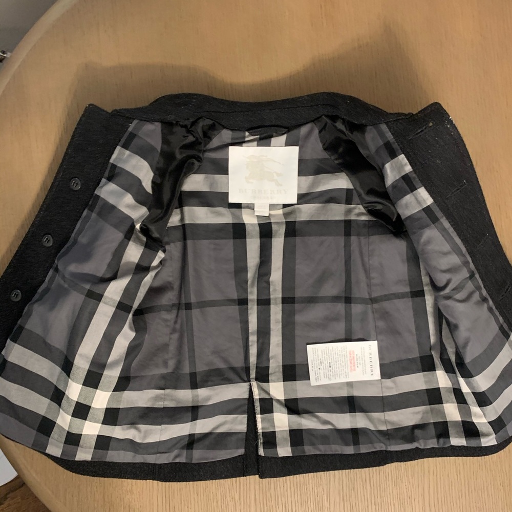 Burberry boy charcoal wool coat